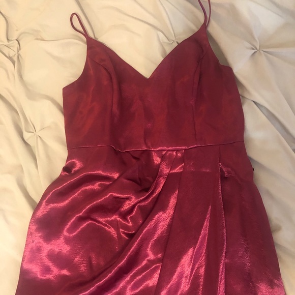 Express | Fuchsia Silky Midi Dress‎ - Picture 2 of 4